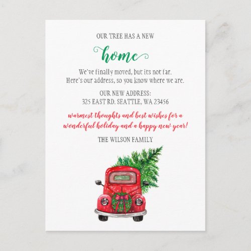 Cute Christmas Tree Car Weve Moved Holiday Moving Postcard