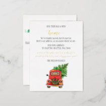 Cute Christmas Tree Car We've Moved Moving  Foil Holiday Postcard