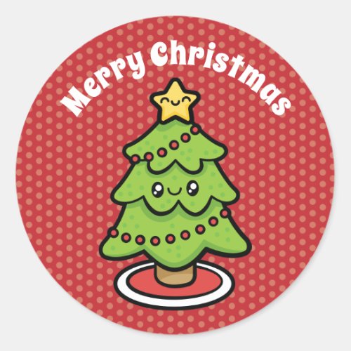 Cute Christmas Tree Classic Round Sticker