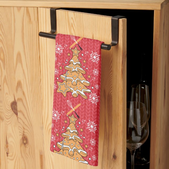 Cute Christmas Tree Cookie Baking Crew Snowflakes Kitchen Towel (Thirds Fold)