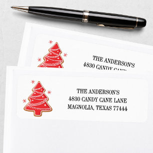 Cute Christmas Tree Cookie Return Address Label