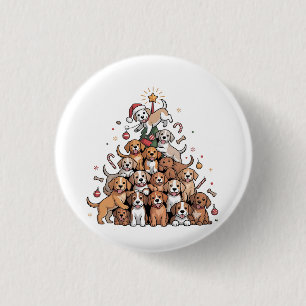 Cute Christmas Tree Dog Xmas Tree Puppy   Button