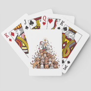 Cute Christmas Tree Dog Xmas Tree Puppy Poker Cards