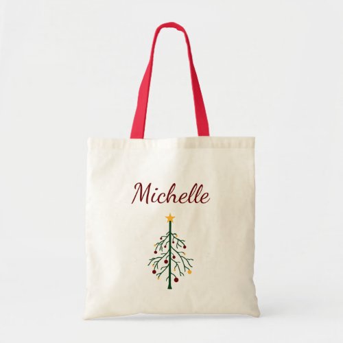 Cute Christmas Tree Festive Typography   Tote Bag