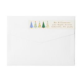 Cute Christmas Tree Green Family Return Address Wrap Around Label