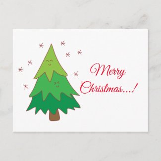 Cute Christmas tree greeting Postcard