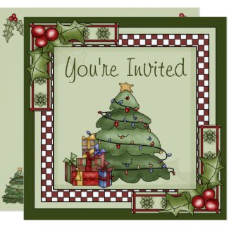 Cute Christmas Tree Holiday Party Invitation