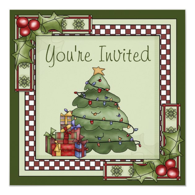 Cute Christmas Tree Holiday Party Invitation