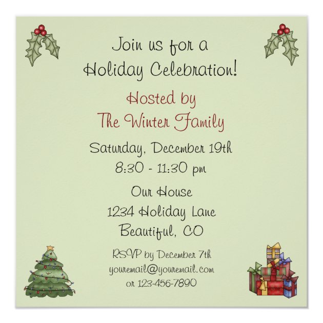 Cute Christmas Tree Holiday Party Invitation