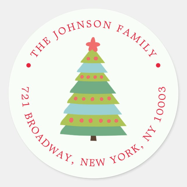Cute Christmas Tree Holiday Return Address Sticker (Front)