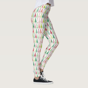 Cute Christmas Tree Holiday Yule New Years White Leggings