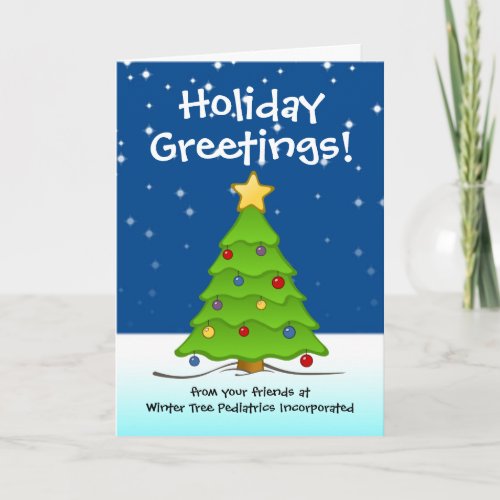 Cute Christmas Tree in Snow Kids Theme Business Holiday Card