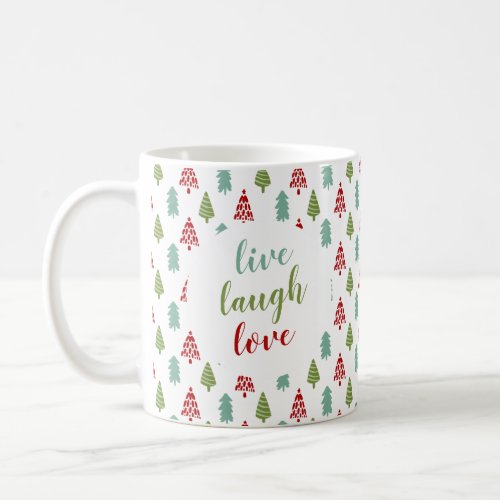 Cute Christmas Tree Live Laugh Love Personalized Coffee Mug