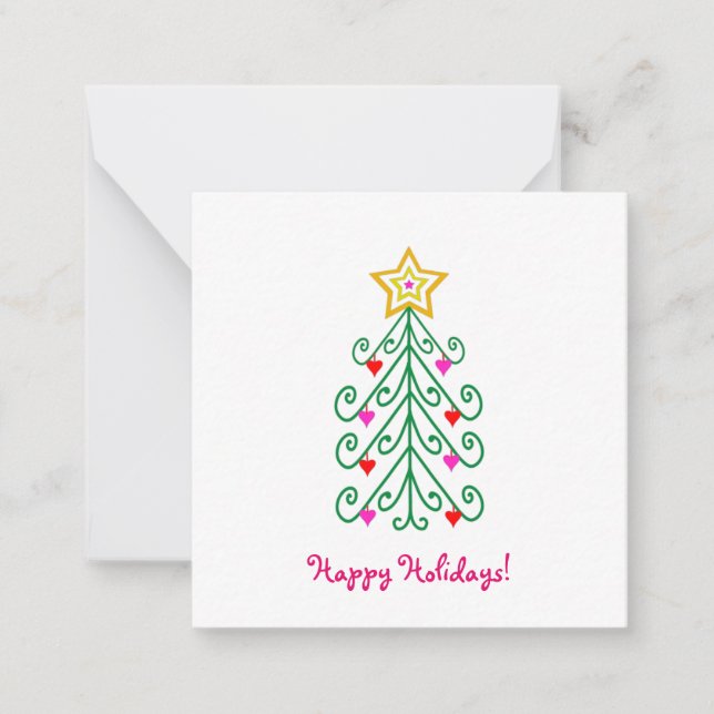 Cute Christmas Tree Mini Note Card (Front)