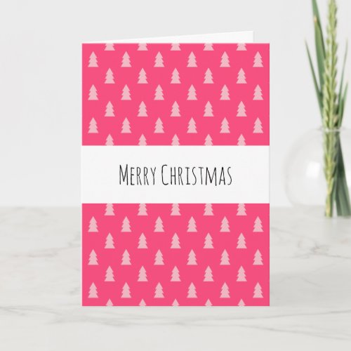 Cute Christmas tree pattern pastel and hot pink Holiday Card