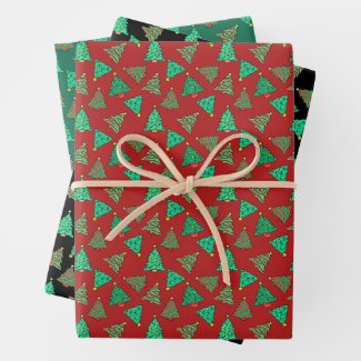 Cute Christmas Tree Pattern - Red, Black And Green