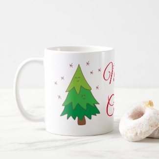 Cute Christmas tree picture mug