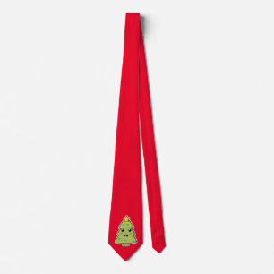 Cute Christmas Tree Red Festive Neck Tie