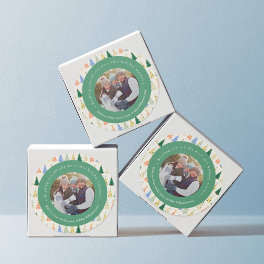 Cute Christmas Tree Red Green Family Custom Photo Classic Round Sticker
