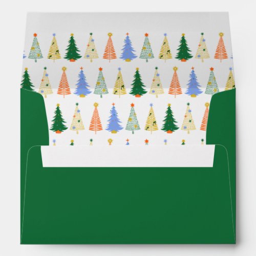Cute Christmas Tree Red Green Family Matching Envelope