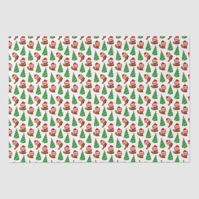 Cute Christmas Tree Red Panda Santa Hat Tissue Paper (Front)
