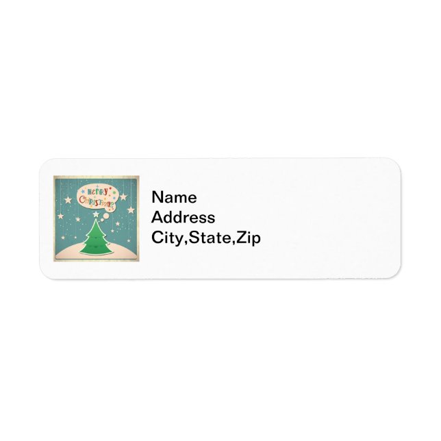 Cute Christmas Tree Retro Look  Address Label (Front)