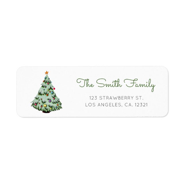 Cute Christmas Tree Return Address Label (Front)