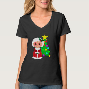 Cute Christmas Tree Santa Claus Family Matching T-Shirt