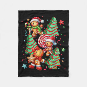 Cute Christmas Tree Santa Gingerbread Xmas Women M Fleece Blanket