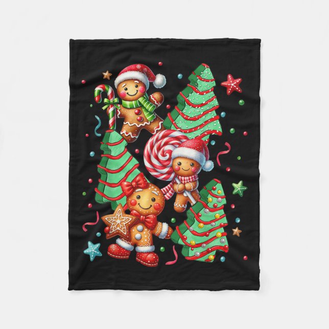 Cute Christmas Tree Santa Gingerbread Xmas Women M Fleece Blanket (Front)