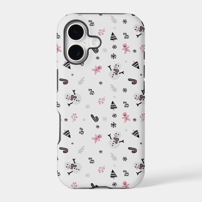 Cute Christmas Tree Snowman Candy Cane Pattern Iphone Case (Back)