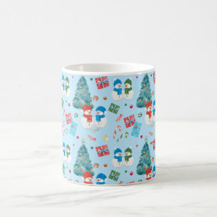 Cute Christmas Tree, Snowman, Gifts, Candy Pattern Coffee Mug