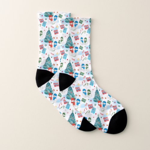 Cute Christmas Tree Snowman Gifts Candy Pattern Socks
