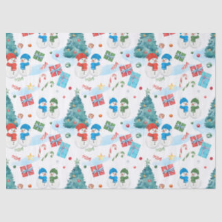 Cute Christmas Tree, Snowman, Gifts, Candy Pattern Tissue Paper