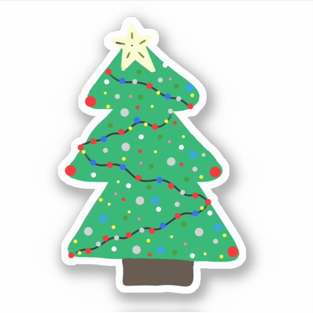 Cute Christmas Tree Sticker (Front)