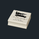 Cute Christmas Tree Vintage Car Return Address Rubber Stamp<br><div class="desc">Stylish Christmas Tree Vintage Car Custom Text Return Address Stamper Features Script Writing. Personalize with your name  / family name and return address.</div>