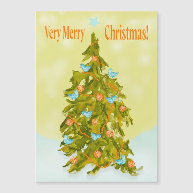 Cute Christmas Tree with Blue Birds (Front)