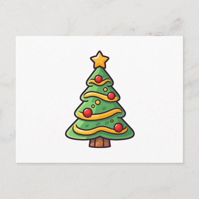 Cute Christmas Tree with Ornaments Holiday Postcard (Front)