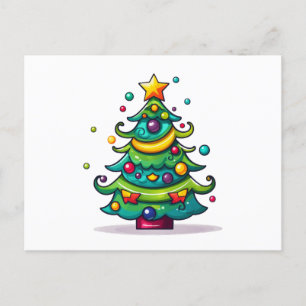 Cute Christmas Tree with Ornaments Holiday Postcard