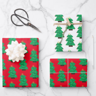 Cute Christmas Tree Wrapping Paper Sheets