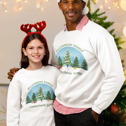 Cute Christmas Trees Custom Family Reunion Party Sweatshirt