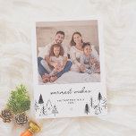 Cute Christmas Trees Custom Greeting Photo Holiday<br><div class="desc">Replace with your photo inside the Christmas tree border and send your friends and family warmest wishes, happy holidays, a very merry Christmas, a happy new year, or any other greeting! This simple design features a photo of your choice with your custom hand-lettered message below. In the bottom corners, there...</div>