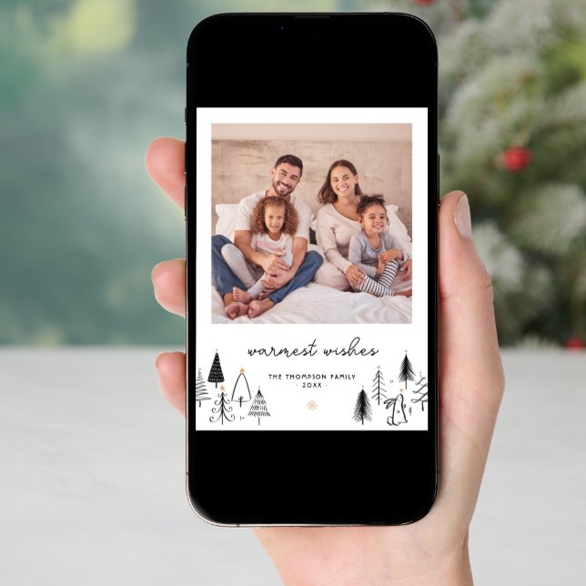 Cute Christmas Trees Custom Greeting Photo Holiday (Front Digital)