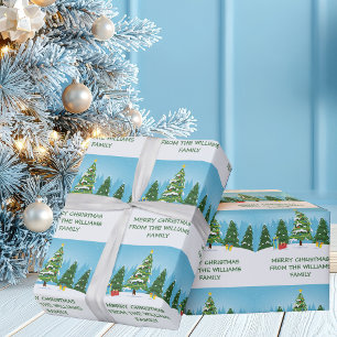 Cute Christmas Trees Customizable Wrapping Paper