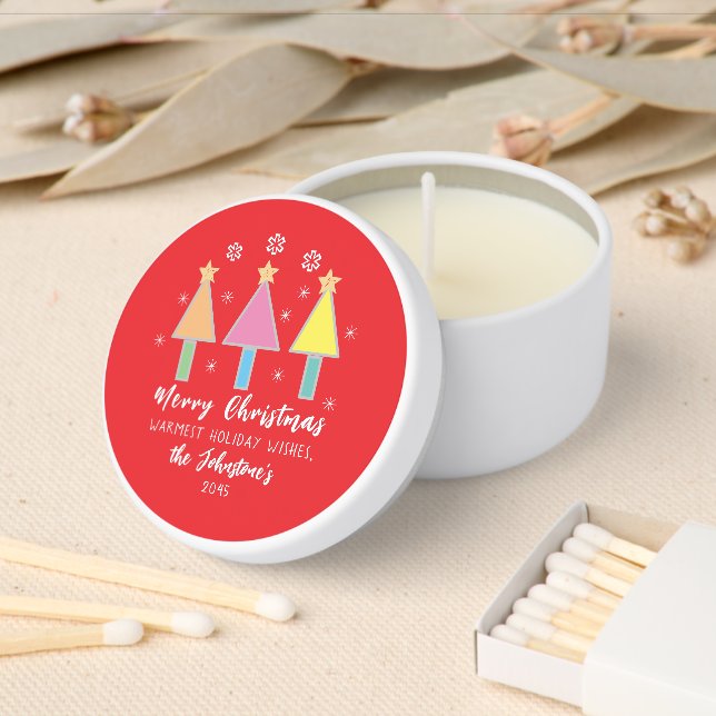 Cute Christmas Trees Name Rustic Chic Gift  Mini Candle Favors (Insitu)