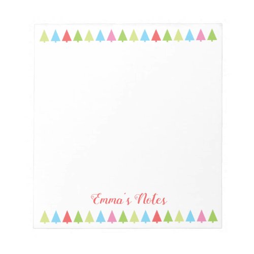 Cute Christmas Trees Name Stocking Stuffer Notepad