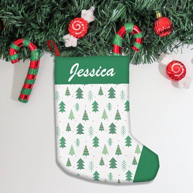Cute Christmas Trees Pattern Small Christmas Stocking (Add festive charm to your home with our stylish Christmas stockings, perfect for gifts & cozy decor!)