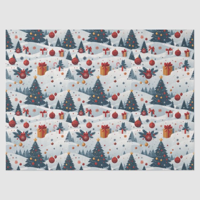 Cute Christmas Trees Pattern Wrapping Paper (Front)