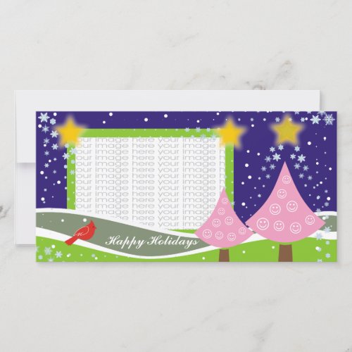 Cute Christmas Trees Photo Cards