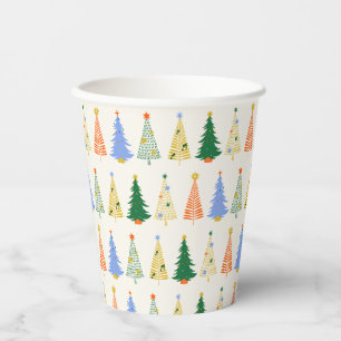 Cute Christmas Trees Red Green Boho Paper Cups